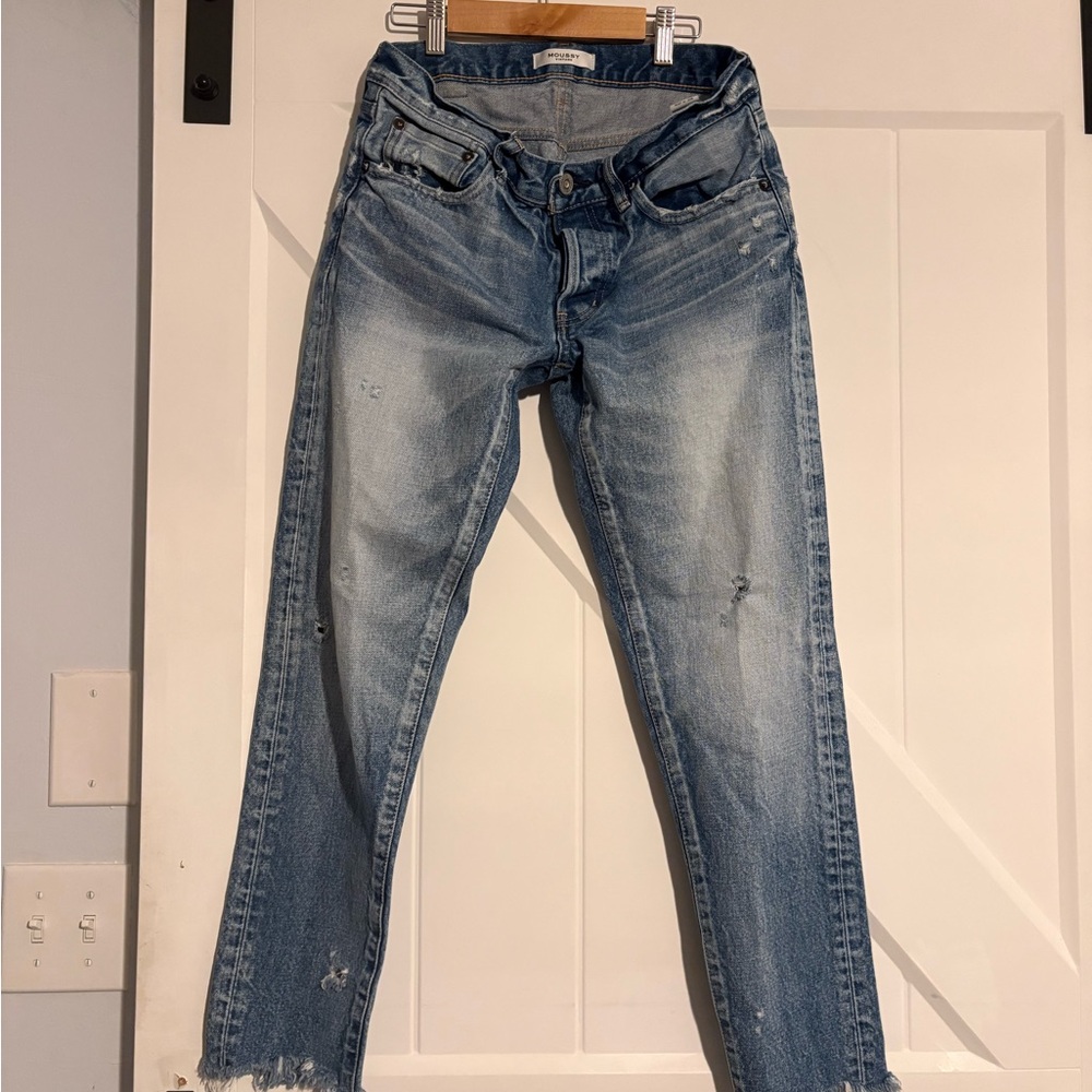 Distressed Blue Jeans